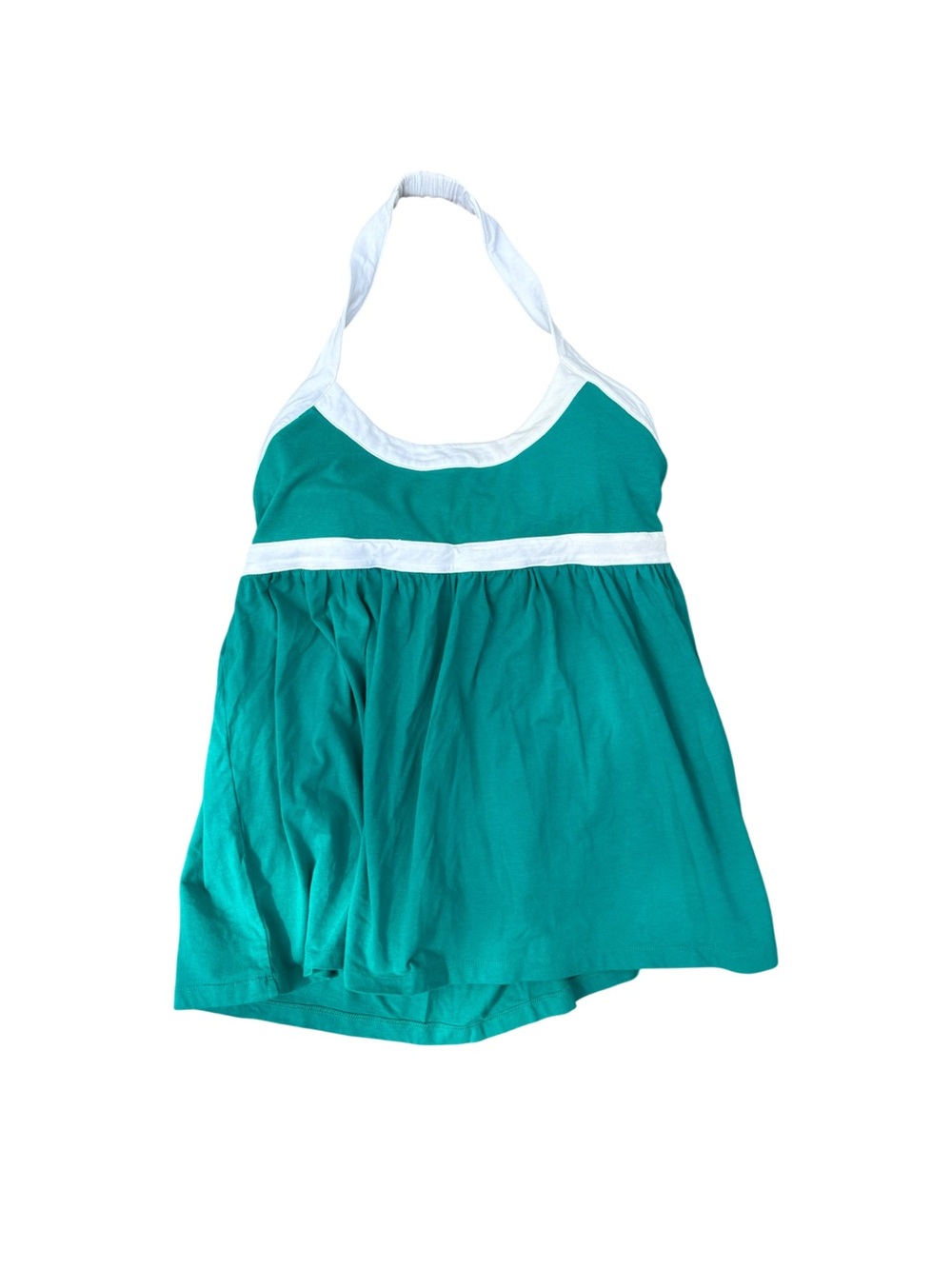 Moda International Y2K Teal & White Halter Top L
